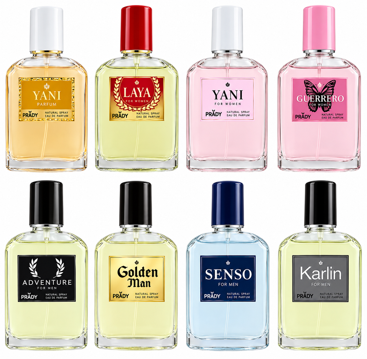 Prady lot de 8 à 100 pièces 75 ml eau de toilette